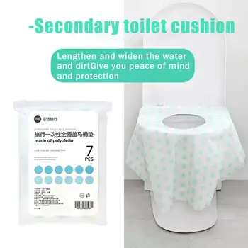 Еднократна подложка за седалката на тоалетната чиния, преносим 100% водоустойчив защитен подложка за седалката на тоалетната чиния за пътуване/къмпинг, аксесоари за баня