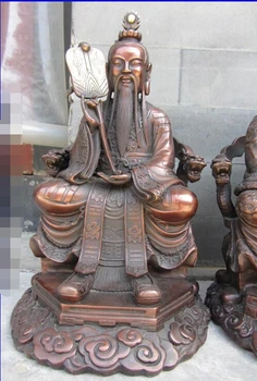 Китайски Червен Бронз Върховният Лорд Лаоцзюнь, даоистки Буда, 3 Бог, Статуя на Дракон Жуйи Фен