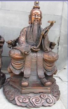 Китайски Червен Бронз Върховният Лорд Лаоцзюнь, даоистки Буда, 3 Бог, Статуя на Дракон Жуйи Фен